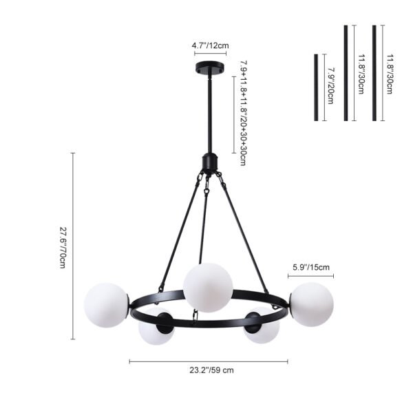 Milk Glass Globes Black Bubble Chandelier - Image 13