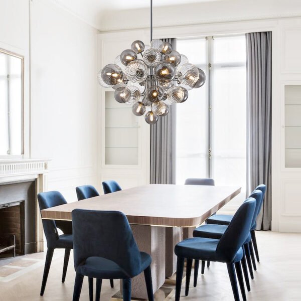 8/18 Light Cluster Bubble Grape Glass Chandelier - Image 6