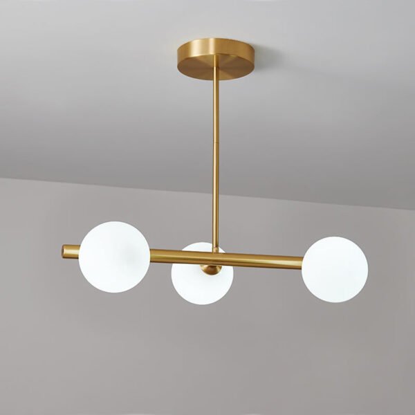 3-Light Sputnik Chandelier with Opal Globes - Image 4