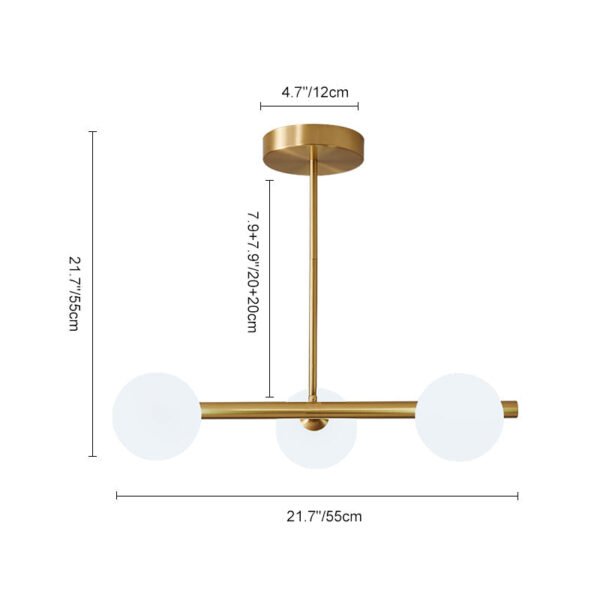 3-Light Sputnik Chandelier with Opal Globes - Image 7