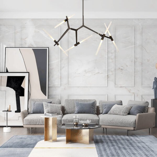 Modern Mid-Century 10-Light Glass Branch Chandelier - Image 5