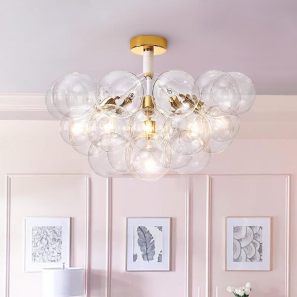 Modern Bubble Glass Chandelier / Semi Flush Mount - Image 6