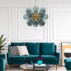Modern Blue Frosted Glass Bubble Sputnik Chandelier