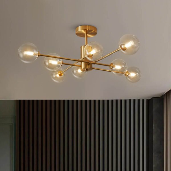 8-Light Clear Glass Shade Sputnik Chandelier - Image 2