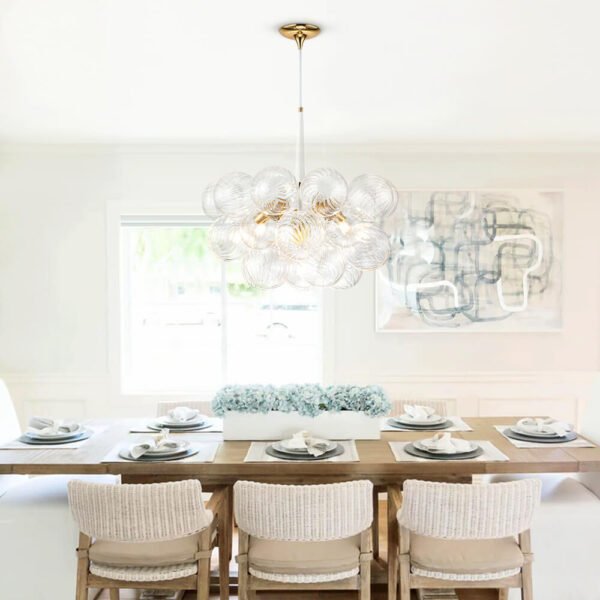 Modern Cluster Bubble Ribbed Glass Chandelier - Image 3