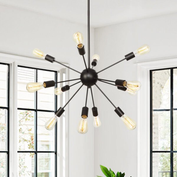 Industrial Black Sputnik Sphere Chandelier - Image 4