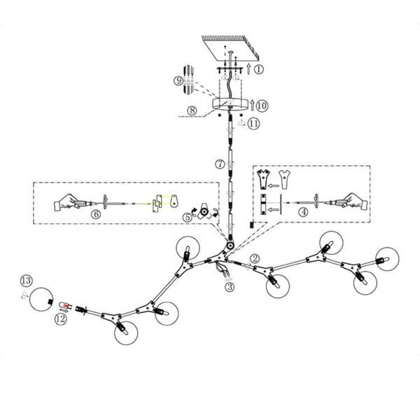 Modern 8-Light Brass Sphere Chandelier - Image 10
