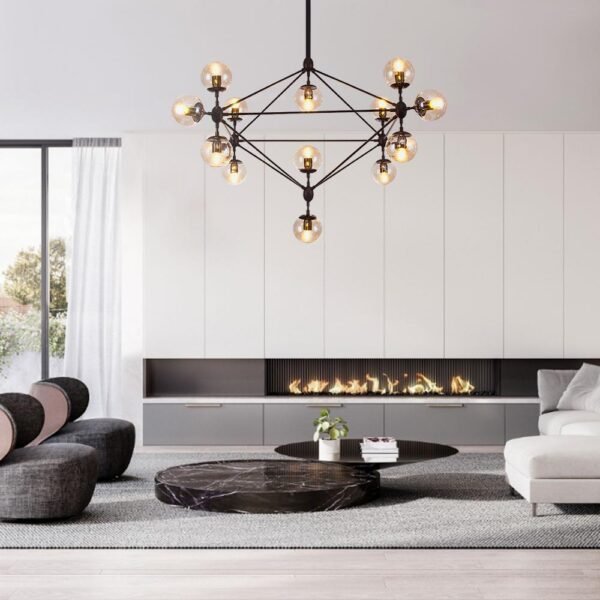 Modern Modo 10/15-Light Transparent Glass Chandelier - Image 2