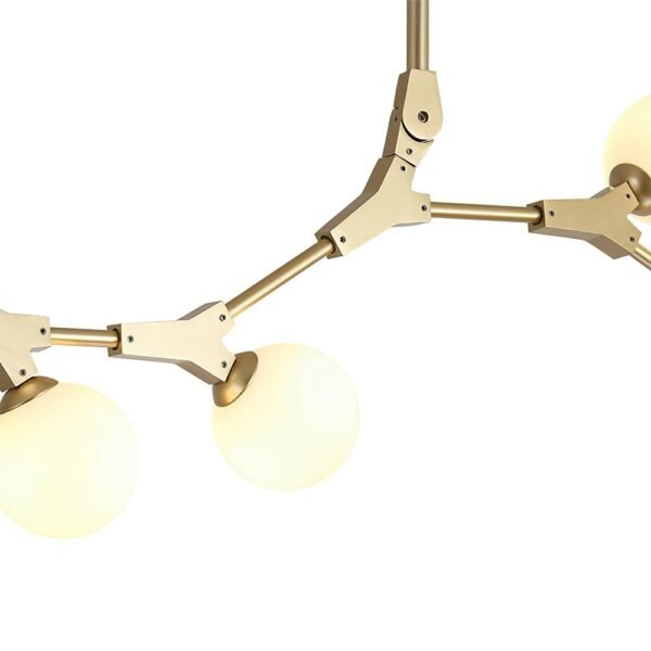 Modern 8-Light Brass Sphere Chandelier - Image 7