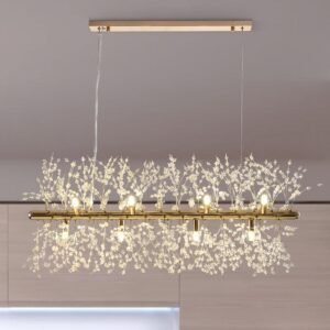 Modern 12-Light Crystal  Linear Chandelier