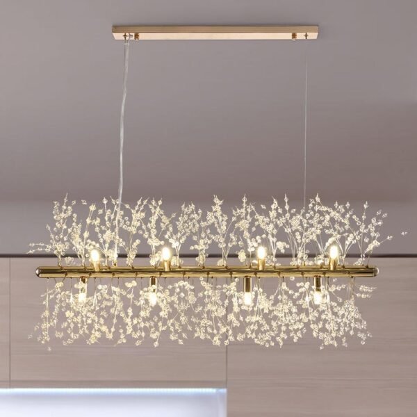 Modern 12-Light Crystal  Linear Chandelier