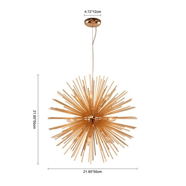 Modern Gold Sunburst Hanging Pendant Light - Image 6