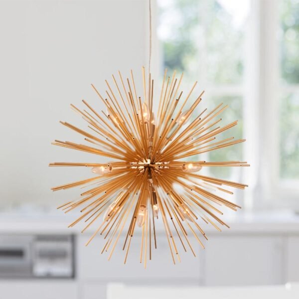 Modern Gold Sunburst Hanging Pendant Light - Image 4