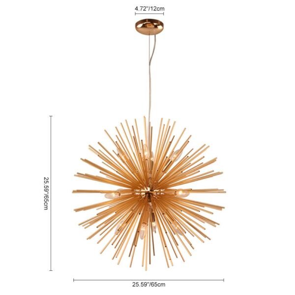 Modern Gold Sunburst Hanging Pendant Light - Image 7