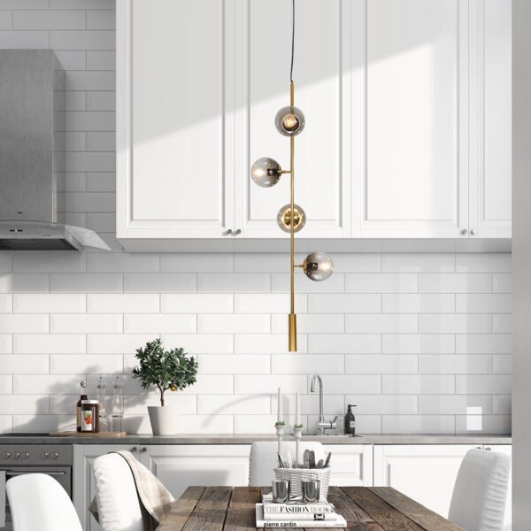 Modern Glass Globe Linear Bubble Chandelier - Image 3