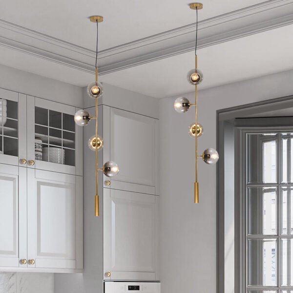 Modern Glass Globe Linear Bubble Chandelier - Image 4