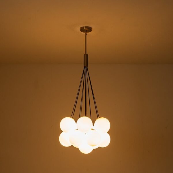 13-Light Cluster Opal Glass Bubble Chandelier - Image 4