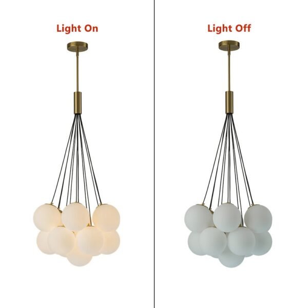 13-Light Cluster Opal Glass Bubble Chandelier - Image 3