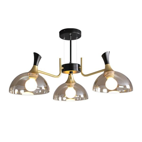 3 Light Amber Glass Dome Chandelier - Image 5
