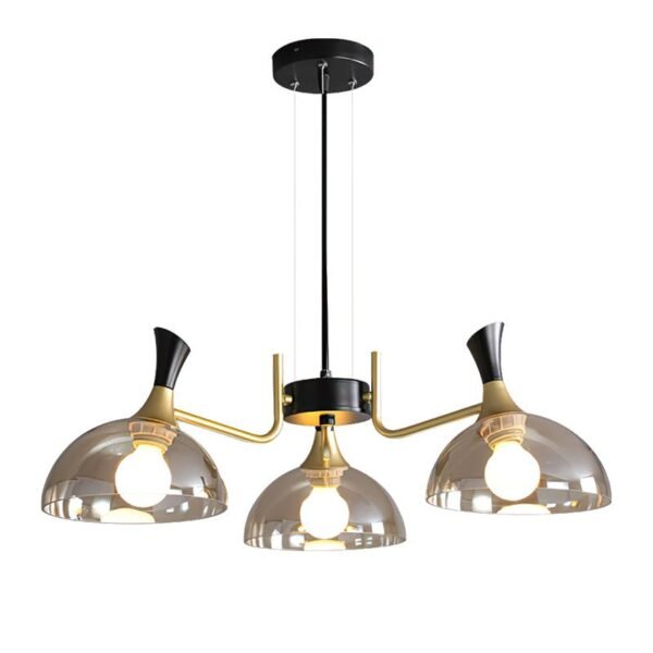3 Light Amber Glass Dome Chandelier - Image 4
