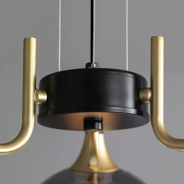3 Light Amber Glass Dome Chandelier - Image 8