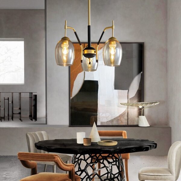 3 Light Amber Wine Glass Chandelier - Image 2
