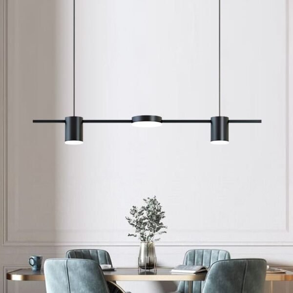 3-Light LED Black Kitchen Island Linear Pendant - Image 2