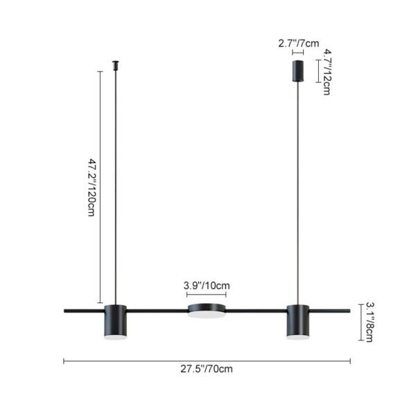 3-Light LED Black Kitchen Island Linear Pendant - Image 3