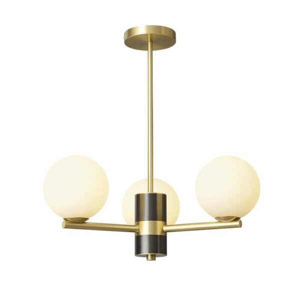 3-Light Sputnik Chandelier with Opal Glass Globes - Image 7