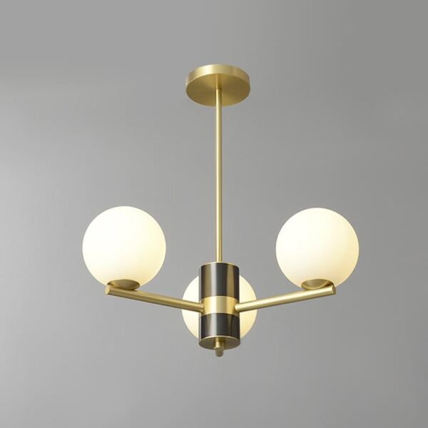 3-Light Sputnik Chandelier with Opal Glass Globes - Image 4