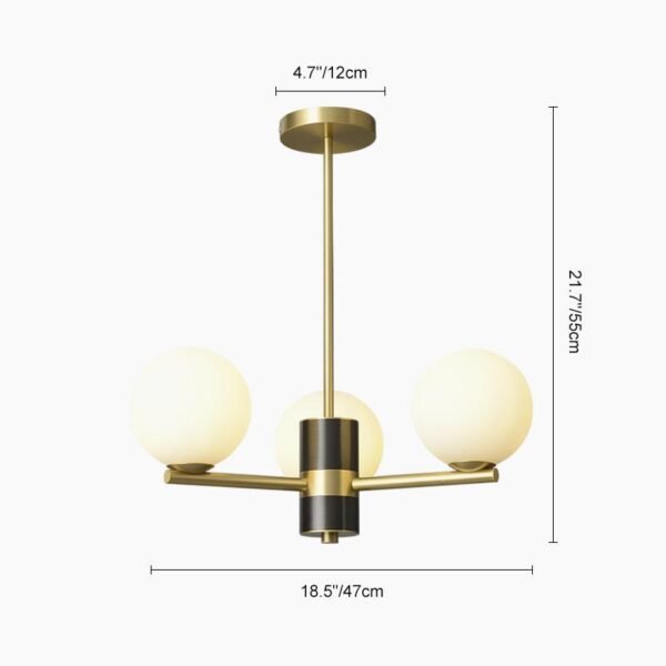 3-Light Sputnik Chandelier with Opal Glass Globes - Image 11