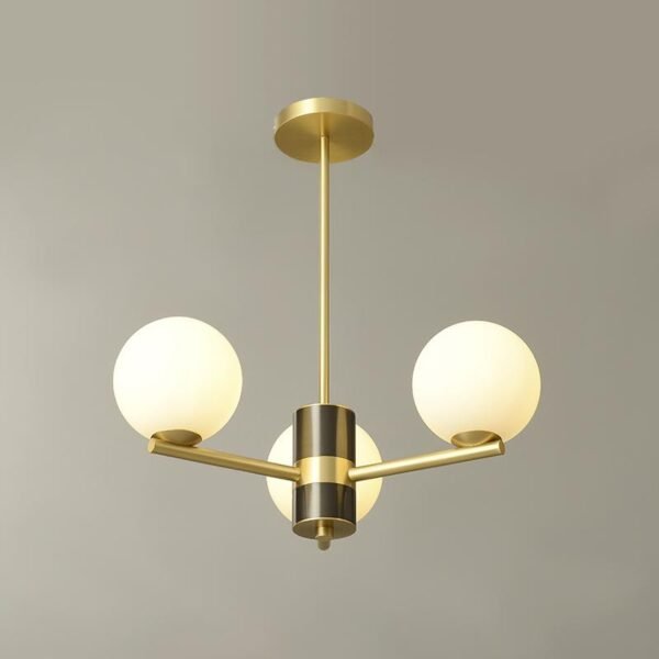 3-Light Sputnik Chandelier with Opal Glass Globes - Image 5