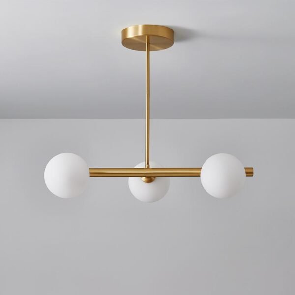 3-Light Sputnik Chandelier with Opal Globes - Image 3