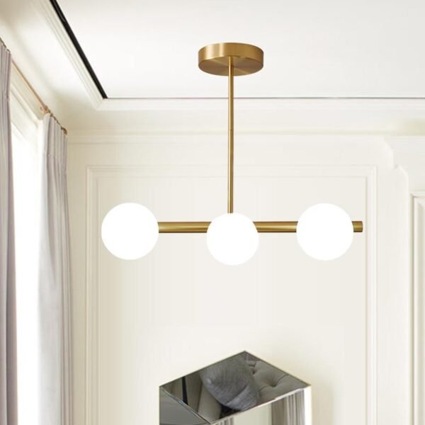 3-Light Sputnik Chandelier with Opal Globes