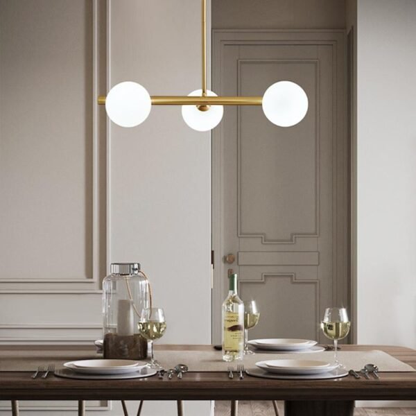 3-Light Sputnik Chandelier with Opal Globes - Image 2