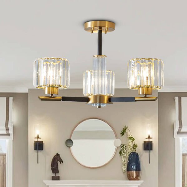 3 Light Sputnik Chandelier with Three Arms - Image 4