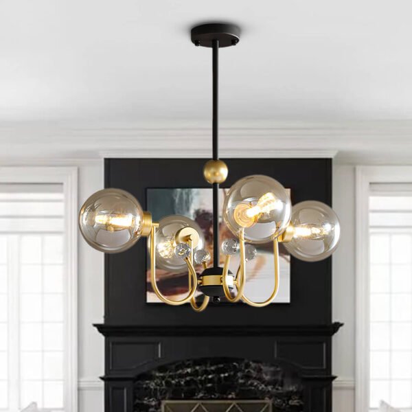 4 Light Crystal Amber Glass Sputnik Chandelier - Image 3