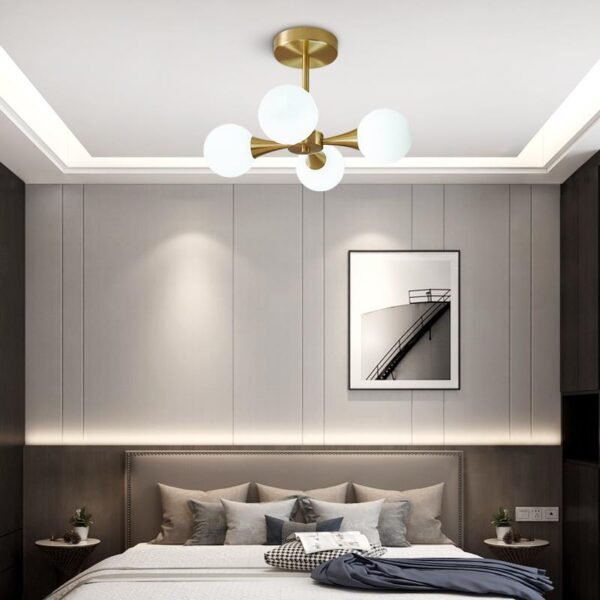 4-light Opal Globe Chandelier Ceiling Light - Image 2