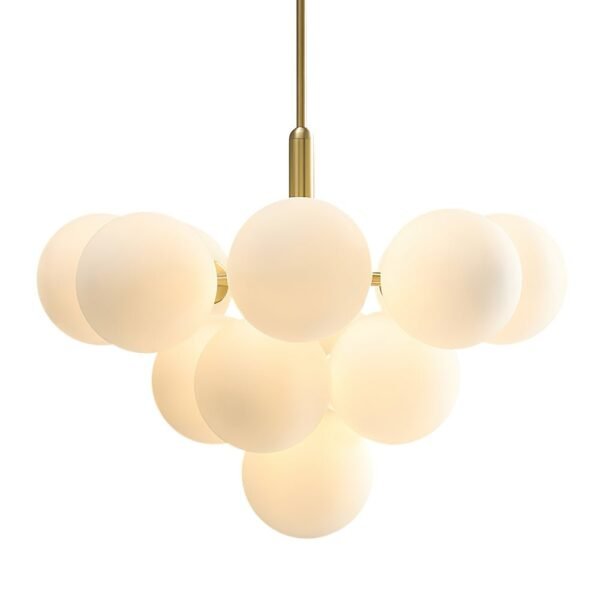 5/13 Light Opal Glass Bubble Cluster Grape Brass Chandelier - Image 9