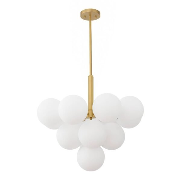 5/13 Light Opal Glass Bubble Cluster Grape Brass Chandelier - Image 11