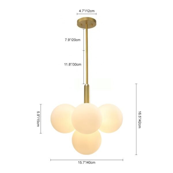 5/13 Light Opal Glass Bubble Cluster Grape Brass Chandelier - Image 8
