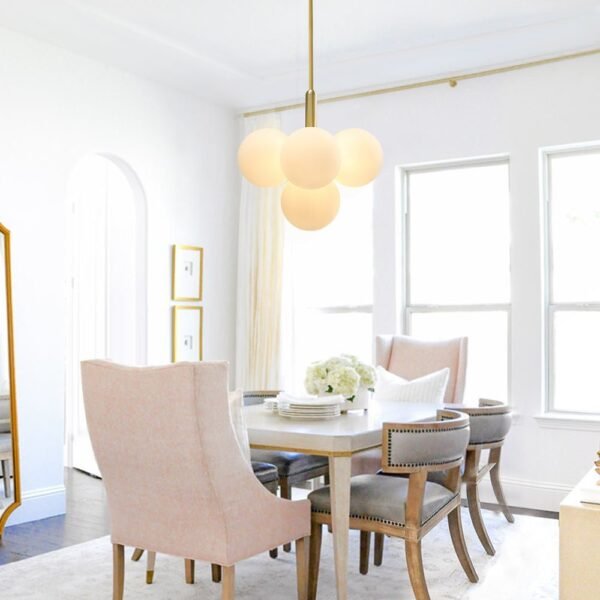 5/13 Light Opal Glass Bubble Cluster Grape Brass Chandelier - Image 6