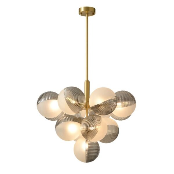 5/13 Light Opal Textured Gray+White Glass Shade Bubble Cluster Grape Chandelier - Image 7