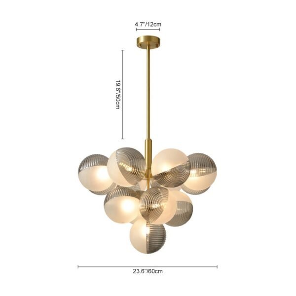 5/13 Light Opal Textured Gray+White Glass Shade Bubble Cluster Grape Chandelier - Image 10