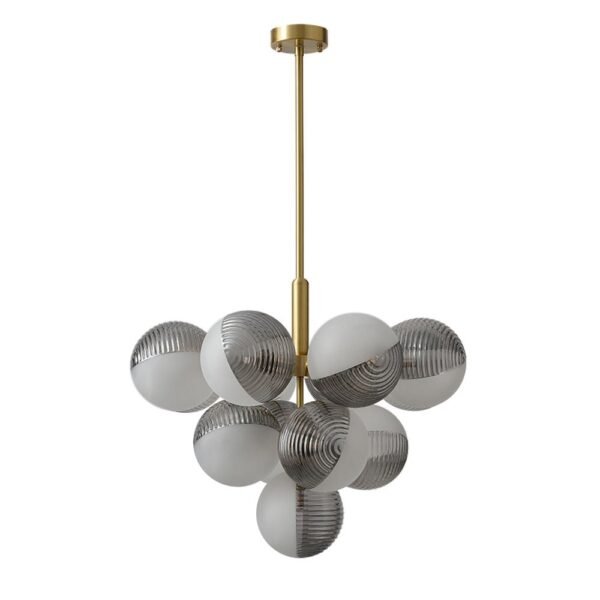 5/13 Light Opal Textured Gray+White Glass Shade Bubble Cluster Grape Chandelier - Image 9