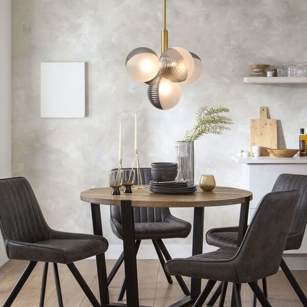 5/13 Light Opal Textured Gray+White Glass Shade Bubble Cluster Grape Chandelier - Image 2