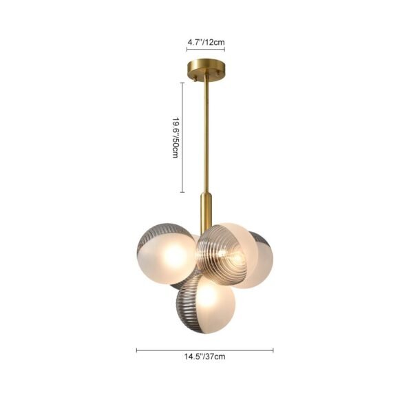 5/13 Light Opal Textured Gray+White Glass Shade Bubble Cluster Grape Chandelier - Image 11