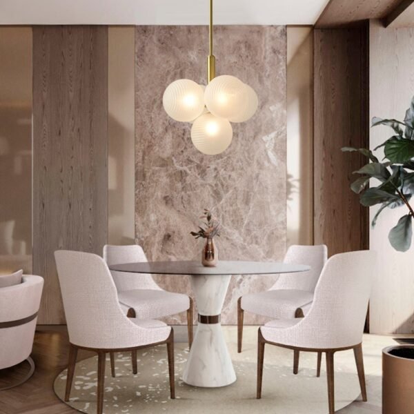 5/13 Light Opal Textured White Glass Shade Bubble Cluster Grape Chandelier - Image 6