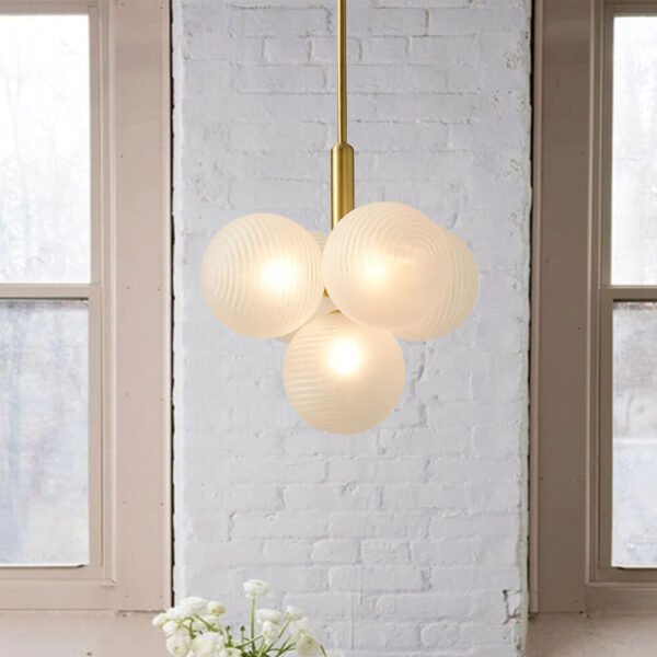 5/13 Light Opal Textured White Glass Shade Bubble Cluster Grape Chandelier - Image 3