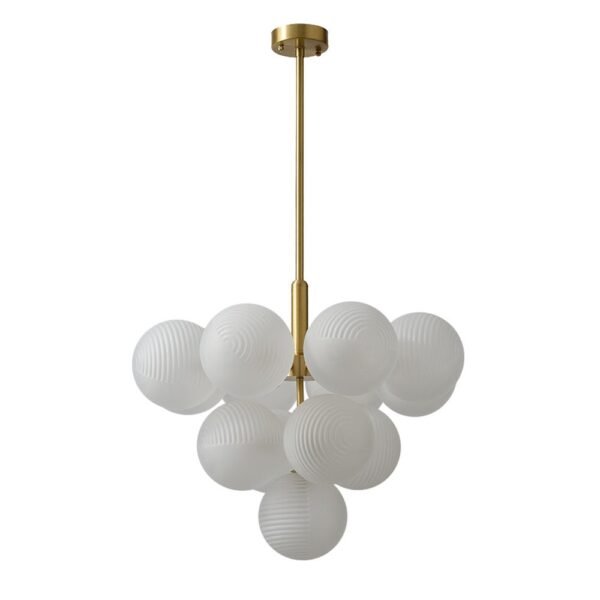 5/13 Light Opal Textured White Glass Shade Bubble Cluster Grape Chandelier - Image 11